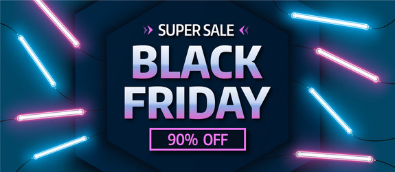 Black Friday Neon Sale Banner Vector Image