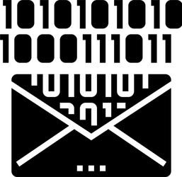 email message with binary code glyph icon vector image