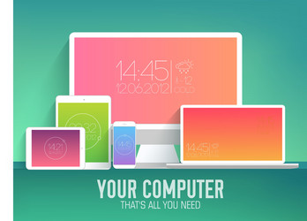 mobile electronic devices on flat style concept vector