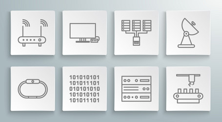 set line smartwatch tv binary code server data vector image