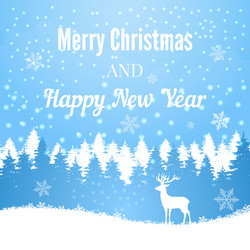 Winter Forest Deer Silhouette Vector Image