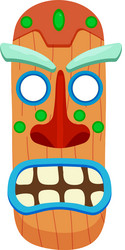 wooden oblong shaped african mask with screaming vector