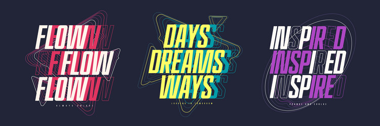 collection of three stylish typographic tee vector image