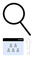 magnifying glass over user profiles and upward vector image