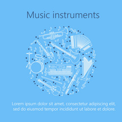 music instruments thin line icon set for web vector image