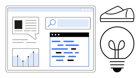 conceptual web development code search analytics vector image