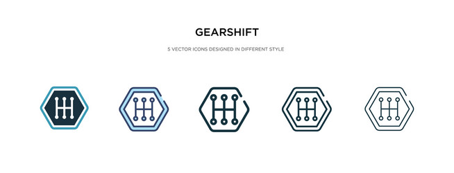 gearshift icon in different style two colored vector