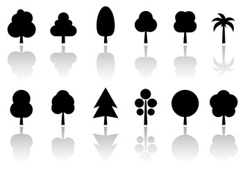 isolated tree set with reflection vector image