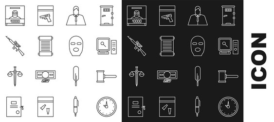 Set line clock judge gavel search on computer vector