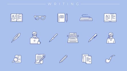 writing concept line style icons set vector