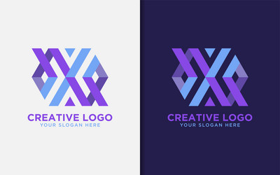 abstract initial letter x with colorful hexagon vector image