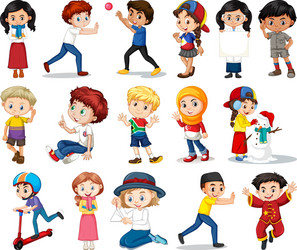 Diverse Kids Activities - Boys & Girls Vector Image