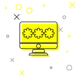 grey line monitor with password notification icon vector image