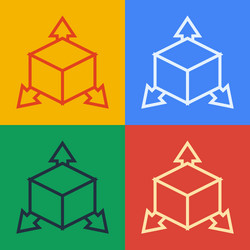 pop art line isometric cube icon isolated on color vector image