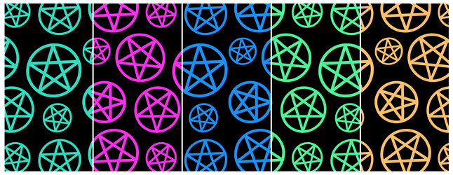 seamless pattern of pentagrams set patterns vector image