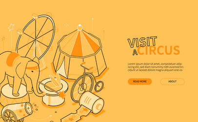 visit a circus - line design style isometric web vector