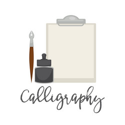 calligraphy simple tools isolated cartoon Vector Image