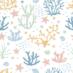 Living corals in the sea seamless pattern vector