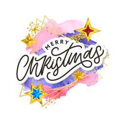 merry christmas text decorated with hand drawn Vector Image