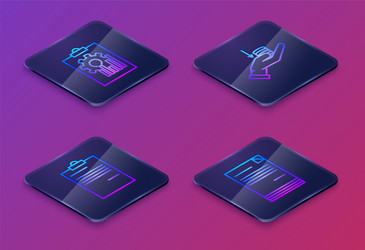 set isometric line clipboard with graph chart vector image