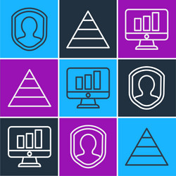 set line user protection monitor with graph chart vector image