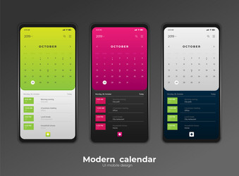calendar mobile apptasks ui ux design mockup image vector image