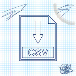 Csv file document icon download button line vector