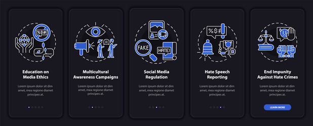 dealing with hate speech onboarding mobile app vector image
