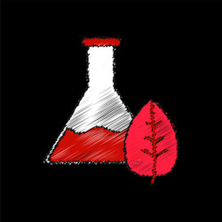 flat shading style icon lab flask with leaf vector image