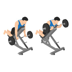 Man Doing Reverse Incline Barbell Curl vector image