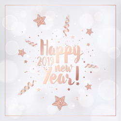 Merry Christmas Rose Gold Glitter Card Vector Image