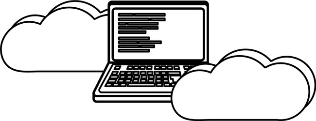 outline data cloud with laptop and code vector image