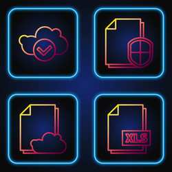 set line xls file document cloud storage text vector image
