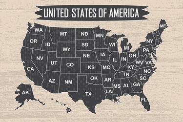 USA State Map - Binary & State Names vector image