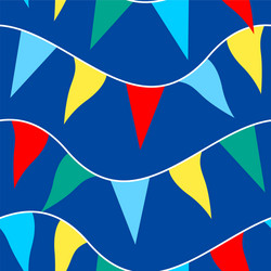 Colored flags on rope in a seamless pattern vector