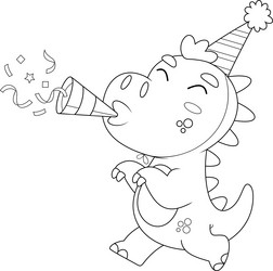 outlined happy birthday dinosaur cartoon character Vector Image