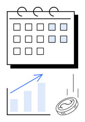 calendar with bar graph and coin representing vector image