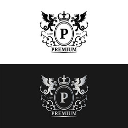 Luxury Monogram Logo - Dragons & Crowns Vector Image