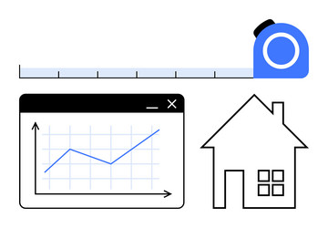 measurement tools and graph indicating growth vector image