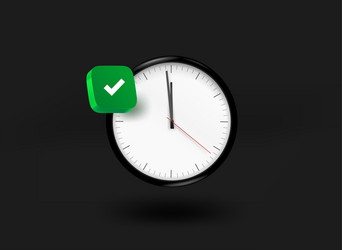 retro style clock with checkmark icon 3d vector image