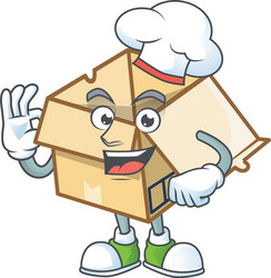 Chef cardboard open with character mascot shape vector