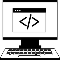 computer monitor keyboard coding website vector image