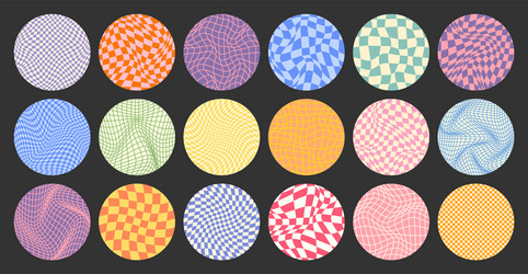 groovy checkered pattern round colorful tiled vector image