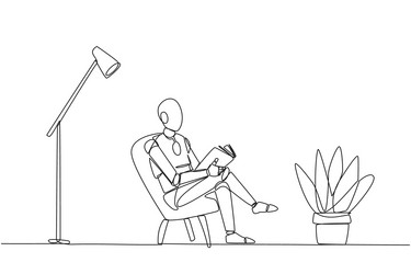 single continuous line drawing smart robot vector image