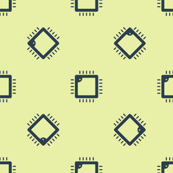 blue computer processor with microcircuits cpu vector image