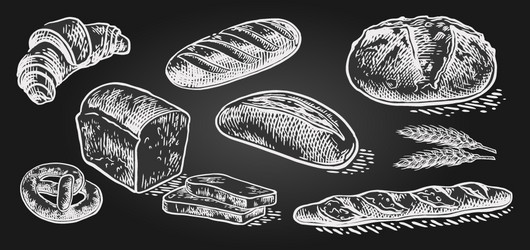 Bread hand drawn set Royalty Free Vector Image