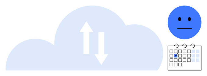 cloud data transfer with schedule marker vector image