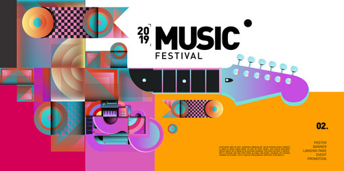 colorful music festival for event banner vector