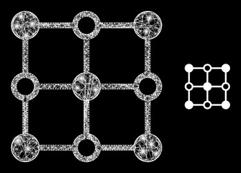 polygonal 2d mesh crystal grid nodes with glare vector image