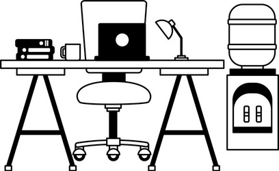 Workplace office furniture vector